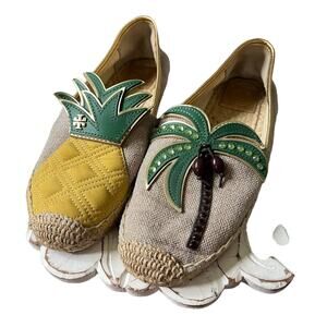 Tory Burch Pineapple Palm Tree Coconuts Slip On Shoes Woman’s 6